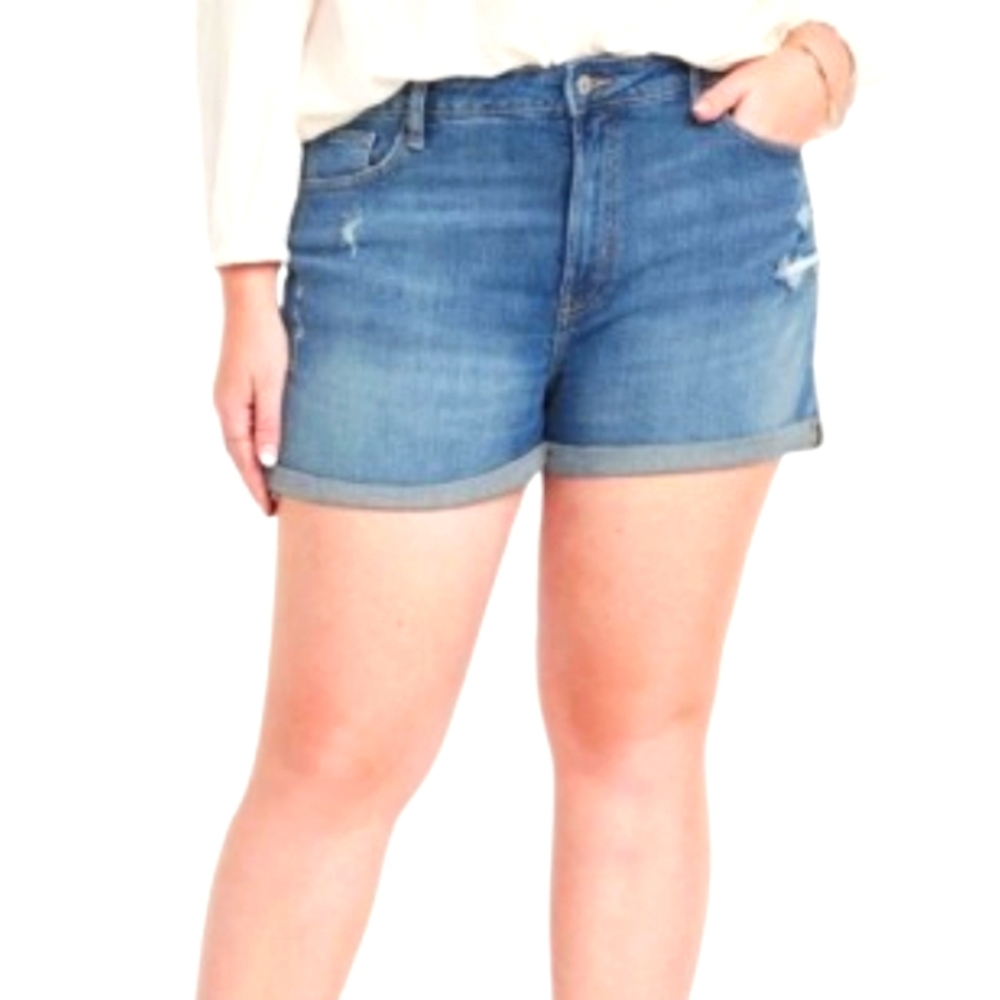Old Navy Med Wash Hight Rise OG Short Distressed Jean Shorts Sz 14